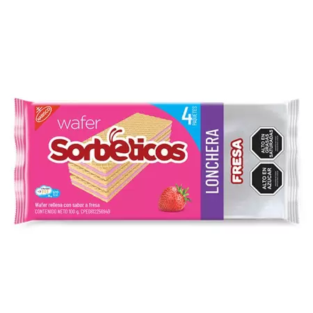 Wafer SORBETICOS 1x4 100g lonchera  ( fresa )